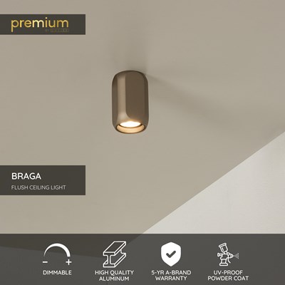 Lucide BRAGA - Flush ceiling light - 1xGU10 - Coffee | Premium